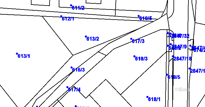 Parcela st. 617/5 v KÚ Rapotín, Katastrální mapa