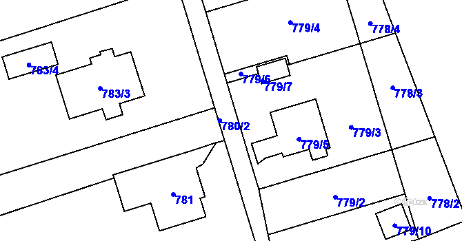 Parcela st. 780/1 v KÚ Rapotín, Katastrální mapa