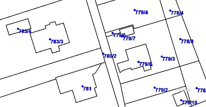 Parcela st. 780/2 v KÚ Rapotín, Katastrální mapa