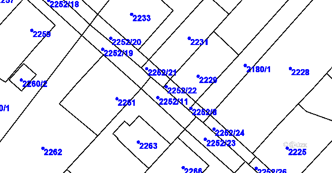 Parcela st. 2252/22 v KÚ Rapotín, Katastrální mapa