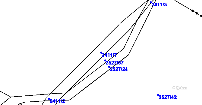 Parcela st. 2411/7 v KÚ Rapotín, Katastrální mapa