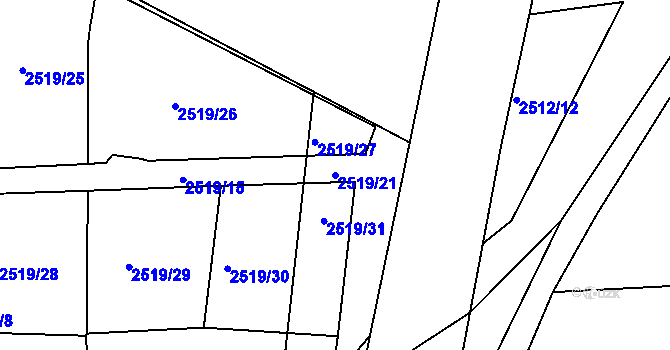 Parcela st. 2519/21 v KÚ Rapotín, Katastrální mapa
