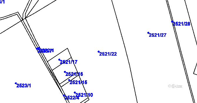 Parcela st. 2521/22 v KÚ Rapotín, Katastrální mapa