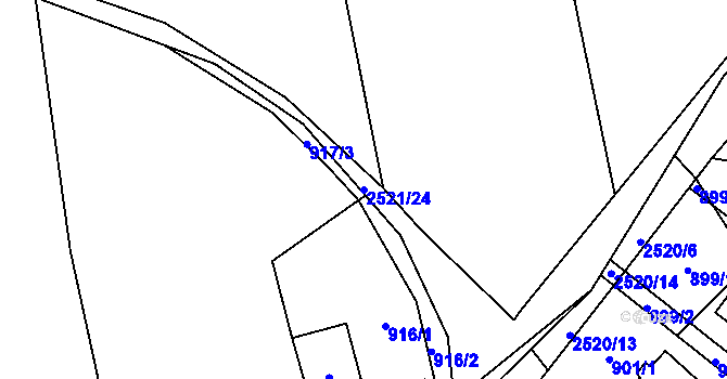 Parcela st. 2521/24 v KÚ Rapotín, Katastrální mapa