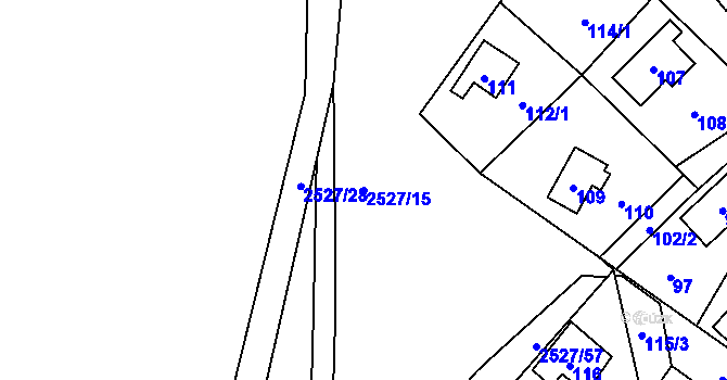 Parcela st. 2527/15 v KÚ Rapotín, Katastrální mapa