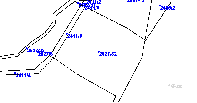 Parcela st. 2527/32 v KÚ Rapotín, Katastrální mapa