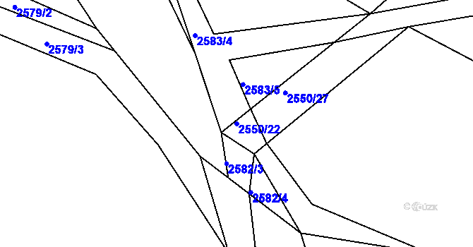 Parcela st. 2550/22 v KÚ Rapotín, Katastrální mapa