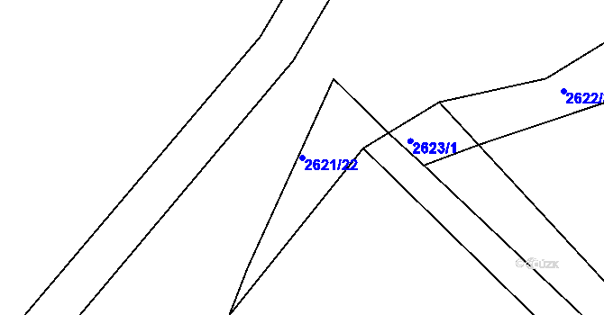 Parcela st. 2621/22 v KÚ Rapotín, Katastrální mapa