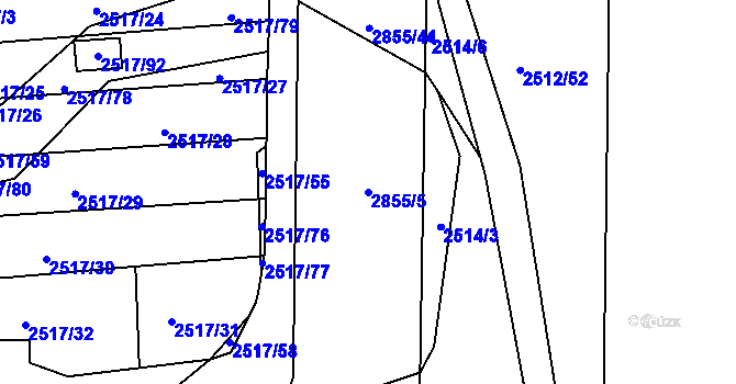 Parcela st. 2855/5 v KÚ Rapotín, Katastrální mapa