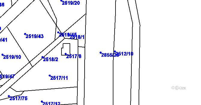 Parcela st. 2855/26 v KÚ Rapotín, Katastrální mapa