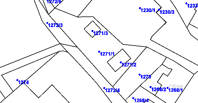 Parcela st. 1271/1 v KÚ Rapotín, Katastrální mapa