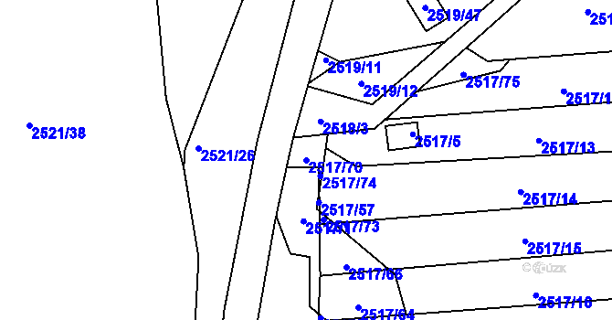 Parcela st. 2517/70 v KÚ Rapotín, Katastrální mapa