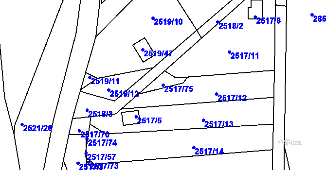 Parcela st. 2517/75 v KÚ Rapotín, Katastrální mapa