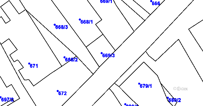 Parcela st. 669/3 v KÚ Rapotín, Katastrální mapa