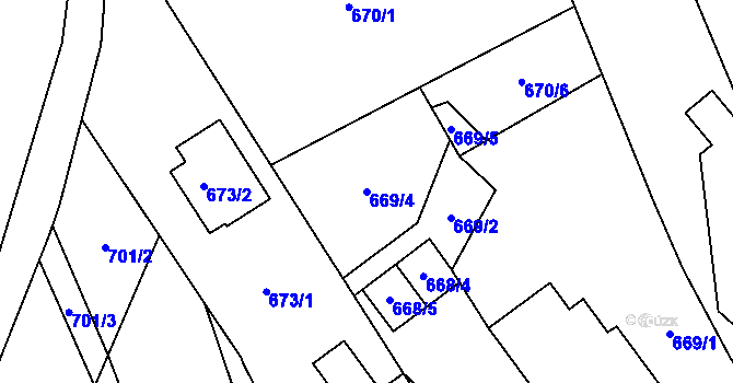 Parcela st. 669/4 v KÚ Rapotín, Katastrální mapa