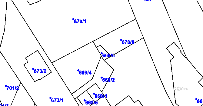 Parcela st. 669/5 v KÚ Rapotín, Katastrální mapa