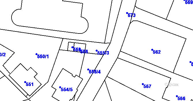 Parcela st. 555/3 v KÚ Rapotín, Katastrální mapa