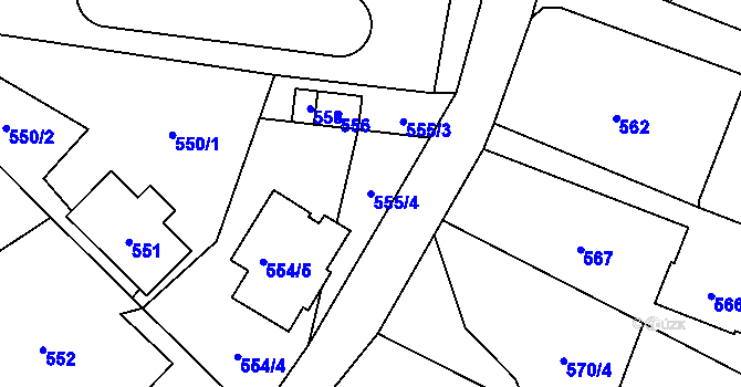 Parcela st. 555/4 v KÚ Rapotín, Katastrální mapa