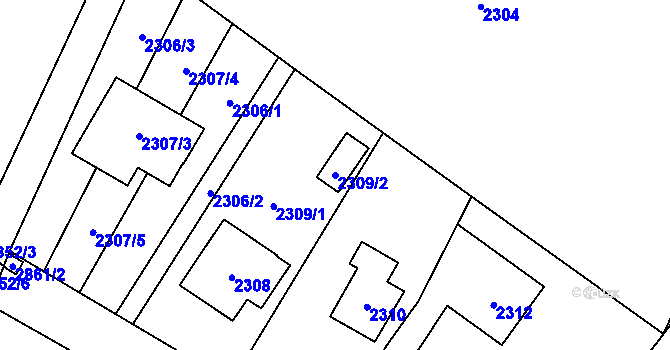Parcela st. 2309/2 v KÚ Rapotín, Katastrální mapa