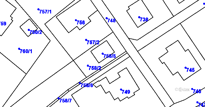 Parcela st. 758/5 v KÚ Rapotín, Katastrální mapa