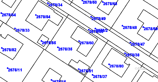 Parcela st. 2678/60 v KÚ Rapotín, Katastrální mapa