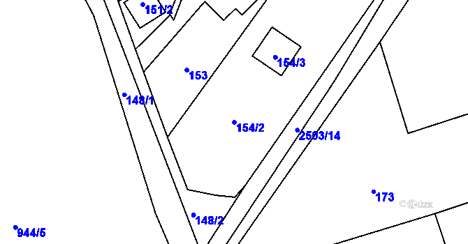 Parcela st. 154/2 v KÚ Rapotín, Katastrální mapa