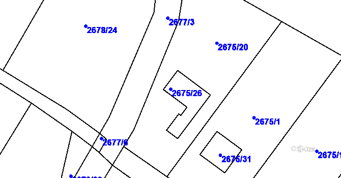 Parcela st. 2675/26 v KÚ Rapotín, Katastrální mapa