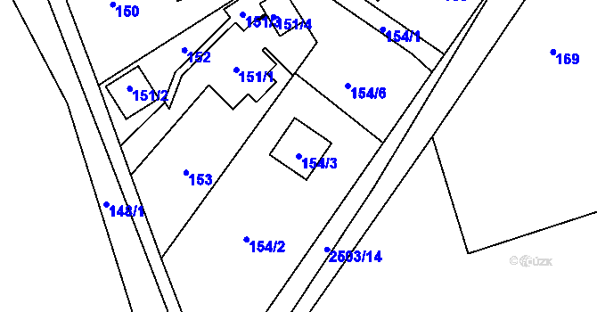 Parcela st. 154/3 v KÚ Rapotín, Katastrální mapa