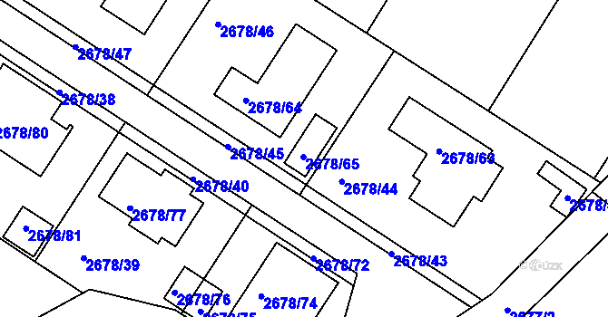 Parcela st. 2678/65 v KÚ Rapotín, Katastrální mapa