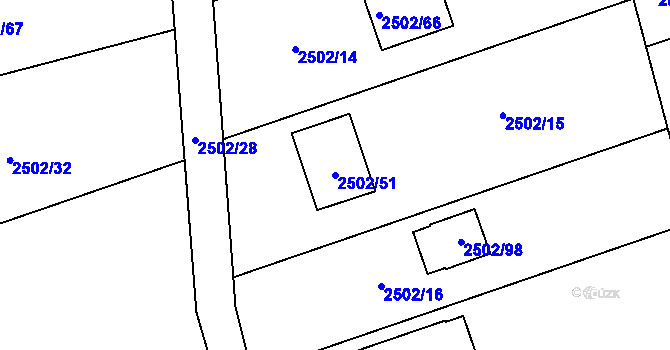 Parcela st. 2502/51 v KÚ Rapotín, Katastrální mapa