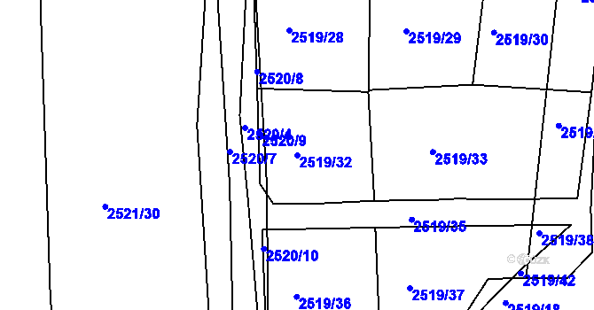 Parcela st. 2519/32 v KÚ Rapotín, Katastrální mapa