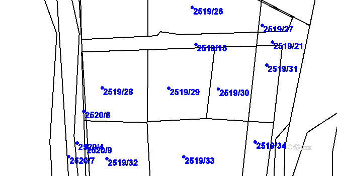 Parcela st. 2519/29 v KÚ Rapotín, Katastrální mapa