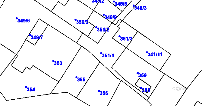 Parcela st. 351/1 v KÚ Rapotín, Katastrální mapa