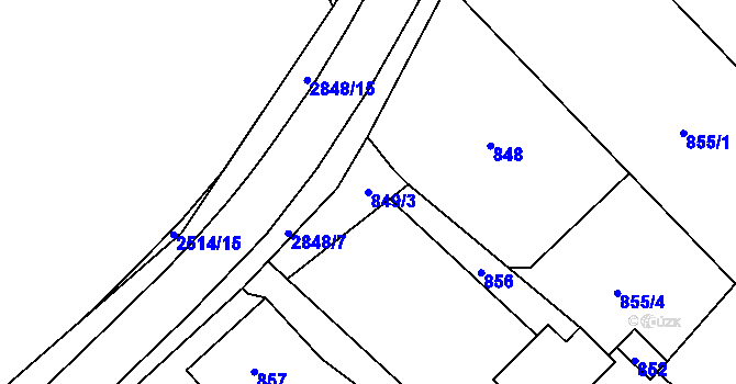 Parcela st. 849/3 v KÚ Rapotín, Katastrální mapa