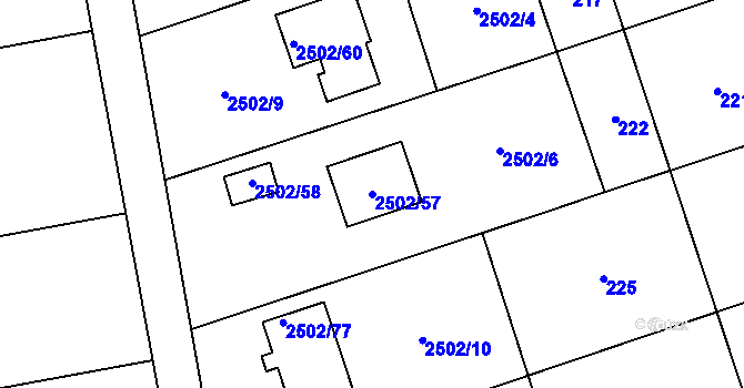 Parcela st. 2502/57 v KÚ Rapotín, Katastrální mapa