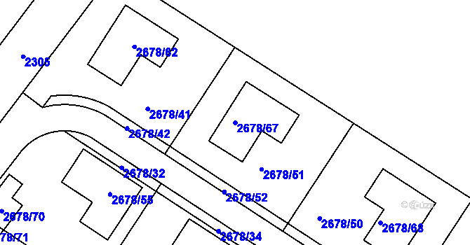 Parcela st. 2678/67 v KÚ Rapotín, Katastrální mapa