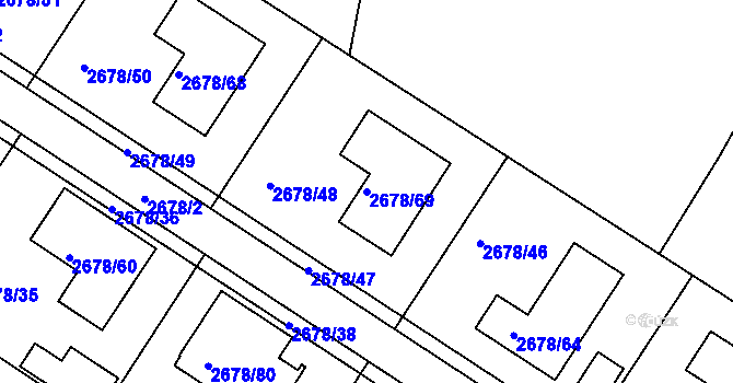 Parcela st. 2678/69 v KÚ Rapotín, Katastrální mapa