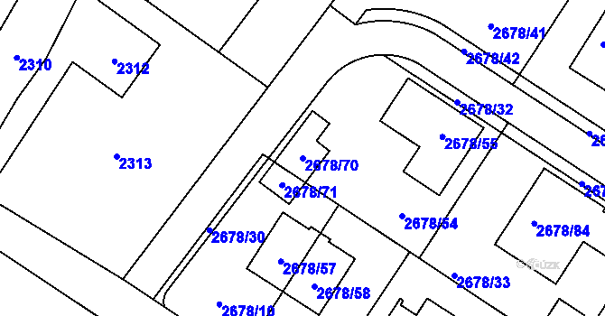 Parcela st. 2678/70 v KÚ Rapotín, Katastrální mapa