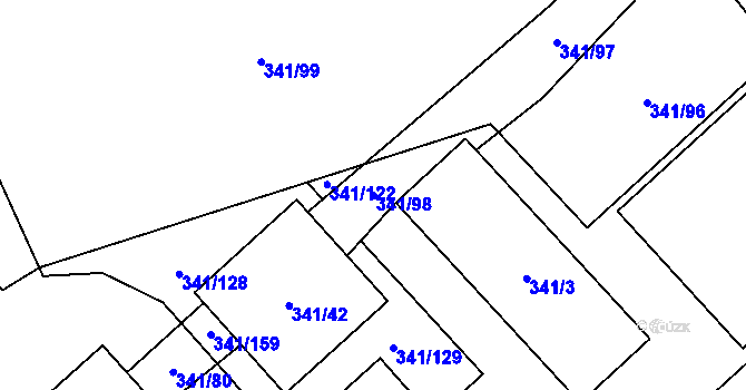 Parcela st. 341/98 v KÚ Rapotín, Katastrální mapa