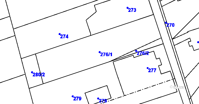 Parcela st. 276/1 v KÚ Rapotín, Katastrální mapa