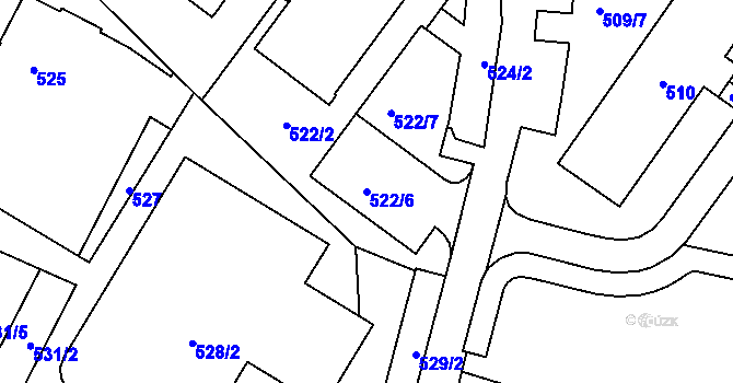 Parcela st. 522/6 v KÚ Rapotín, Katastrální mapa