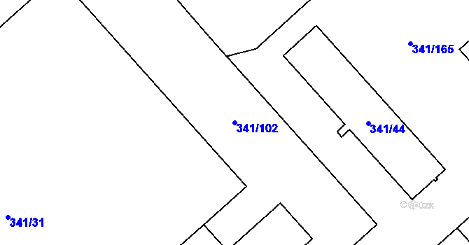 Parcela st. 341/102 v KÚ Rapotín, Katastrální mapa