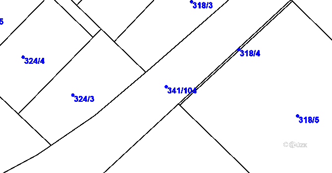 Parcela st. 341/104 v KÚ Rapotín, Katastrální mapa