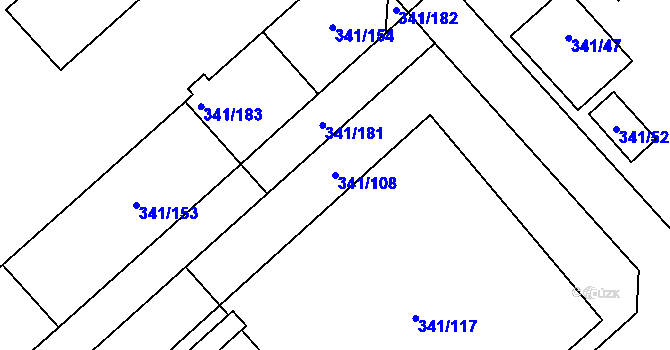 Parcela st. 341/108 v KÚ Rapotín, Katastrální mapa