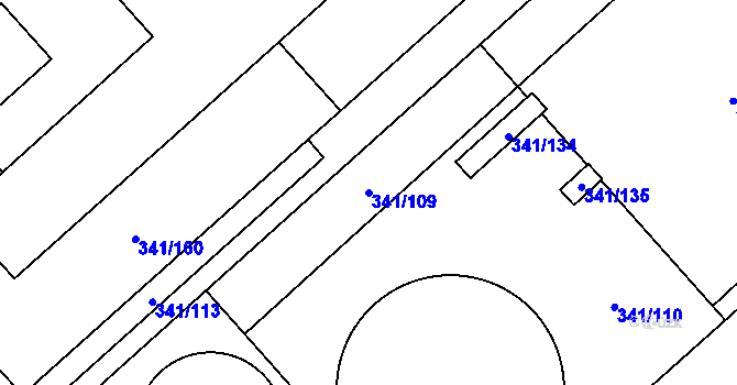 Parcela st. 341/109 v KÚ Rapotín, Katastrální mapa