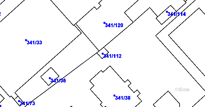 Parcela st. 341/112 v KÚ Rapotín, Katastrální mapa