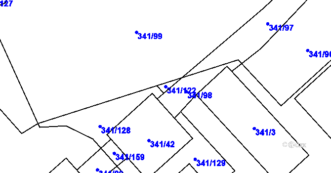 Parcela st. 341/122 v KÚ Rapotín, Katastrální mapa