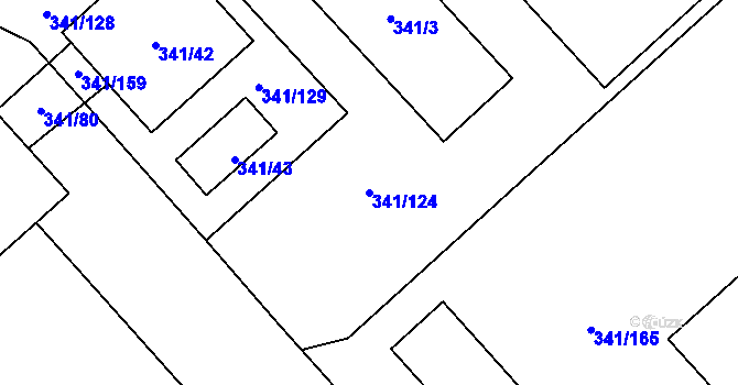 Parcela st. 341/124 v KÚ Rapotín, Katastrální mapa