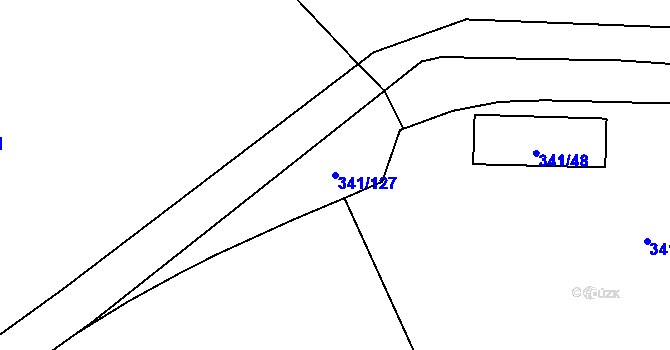 Parcela st. 341/127 v KÚ Rapotín, Katastrální mapa