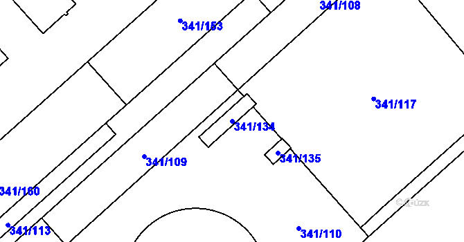 Parcela st. 341/134 v KÚ Rapotín, Katastrální mapa